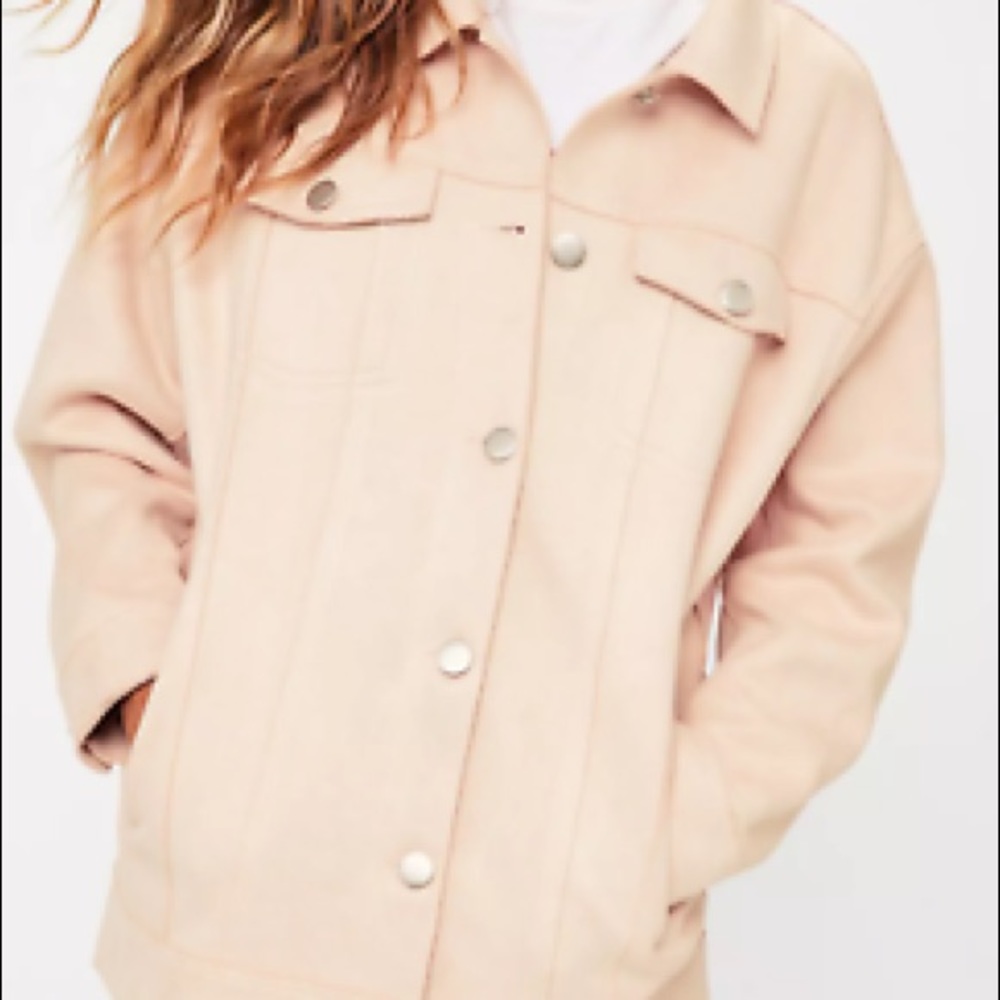 Nude Oversized Bonded Suedette Trucker Jacket